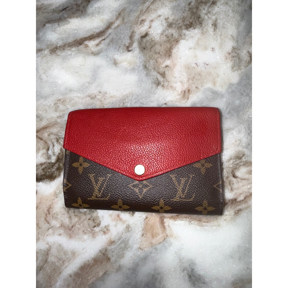 Louis Vuitton Pallas Compact Wallet Monogram Canvas Red Leather M56243 Spain